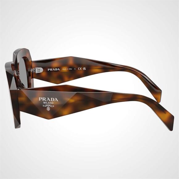 New PRADA Sunglasses Brown Juniper Tortoise Gray Lens Square - Picture 3 of 6